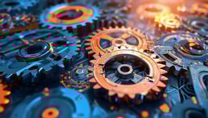 make me something 1920 x 1080 for Workflow in Motion Abstract imagery of interconnected gears or flow diagrams to symbolise workflows and efficiency