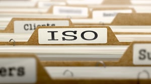 ISO 27001 - International Organization Standardization- Concept. Word on Folder Register of Card Index. Selective Focus.