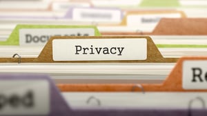 Privacy Cyber on Folder Register in Multicolor Card Index. Closeup View. Selective Focus. 3D Render.